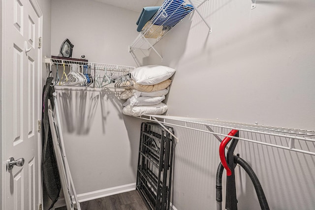 walk in closet featuring dark hardwood / wood-style flooring