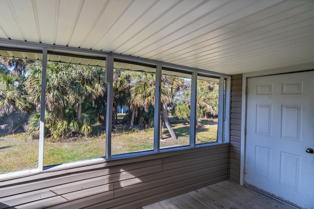 view of unfurnished sunroom