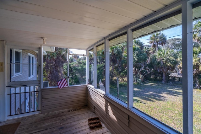 view of unfurnished sunroom