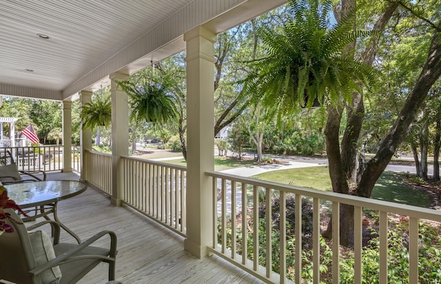 deck with covered porch