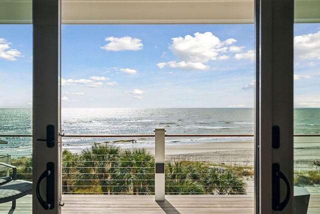 interior space with a view of the beach