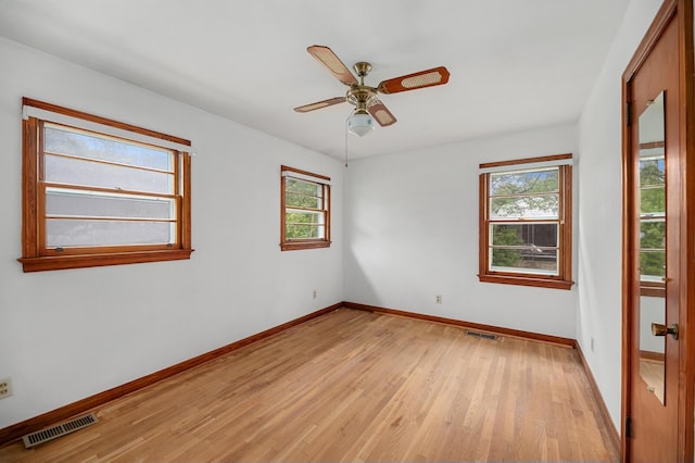 2708 Mawood Ave, North Charleston, SC 29406 - unfurnished room with baseboards, light wood-type flooring, and ceiling fan