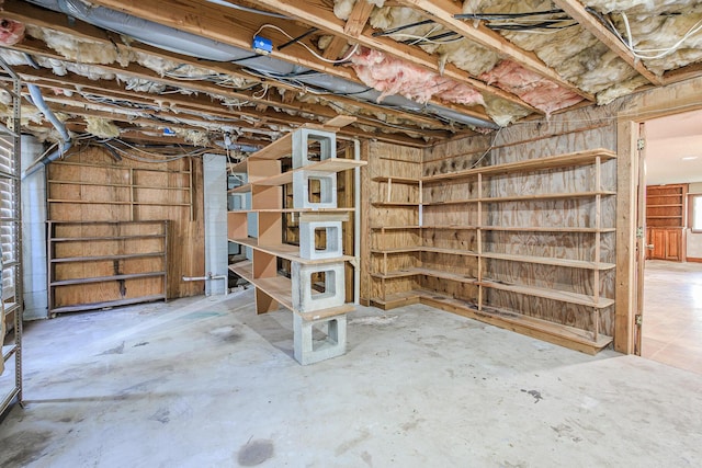view of unfinished basement