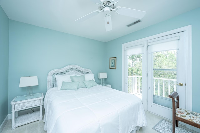5847 Back Bay Dr, Isle Of Palms, SC 29451 - bedroom with access to outside, baseboards, and ceiling fan