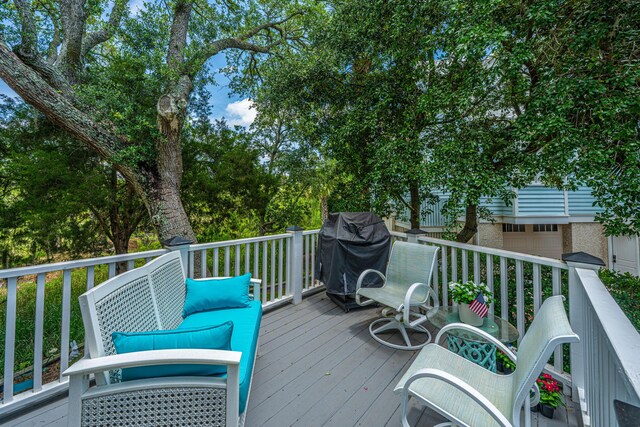5847 Back Bay Dr, Isle Of Palms, SC 29451 - wooden deck with area for grilling