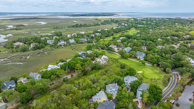 5847 Back Bay Dr, Isle Of Palms, SC 29451 - aerial view of property and surrounding area featuring a large body of water, nearby suburban area, and a golf course