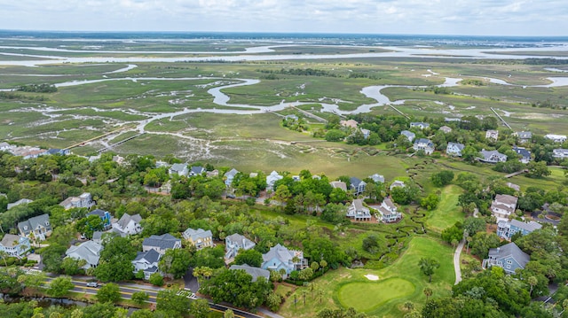 5847 Back Bay Dr, Isle Of Palms, SC 29451 - aerial view of property and surrounding area featuring nearby suburban area, a local golf course, and a large body of water