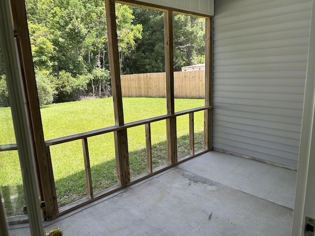 view of unfurnished sunroom