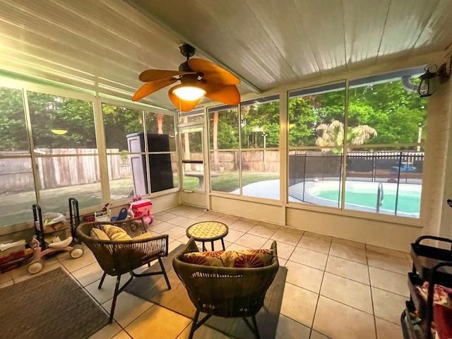 6212 Fieldstone Cir, Charleston, SC 29414 - sunroom with ceiling fan and vaulted ceiling