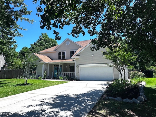6212 Fieldstone Cir, Charleston, SC 29414 - traditional home featuring a porch, driveway, a garage, and a shingled roof