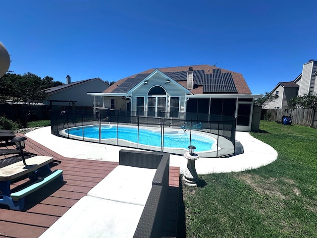 6212 Fieldstone Cir, Charleston, SC 29414 - view of swimming pool with a sunroom, a wooden deck, and a patio area