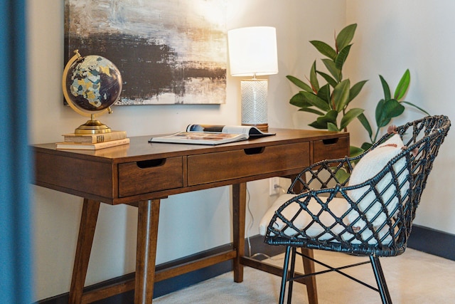 view of carpeted office space