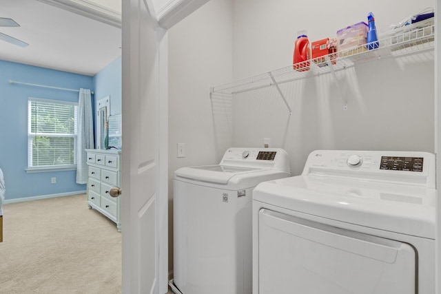136 Rowans Creek Dr, Charleston, SC 29492 - laundry room featuring washing machine and dryer and light colored carpet