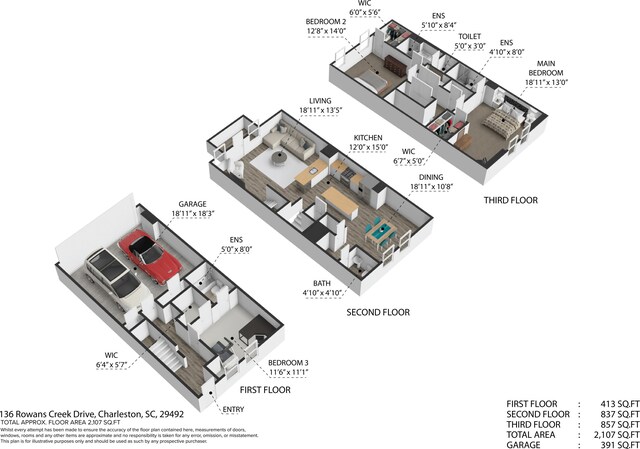 136 Rowans Creek Dr, Charleston, SC 29492 - view of floor plan / room layout