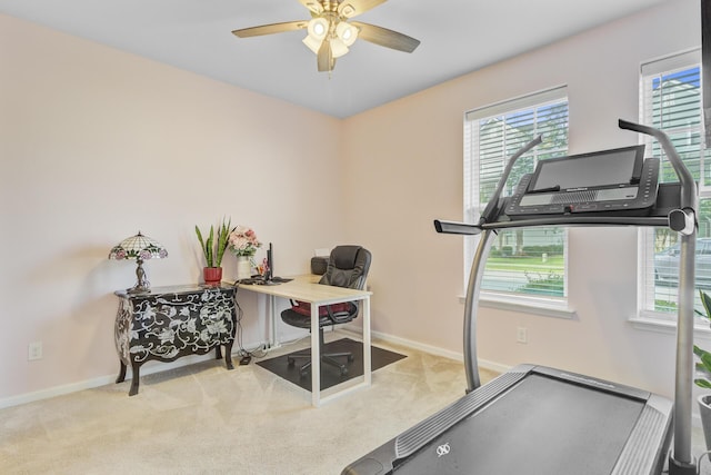 136 Rowans Creek Dr, Charleston, SC 29492 - exercise area with carpet flooring and a ceiling fan