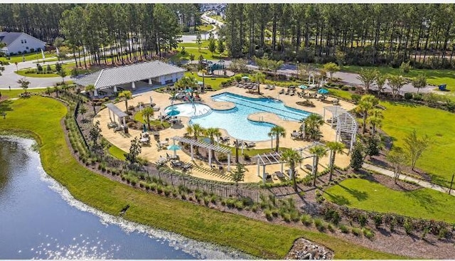 544 Verdi Dr, Summerville, SC 29486 - bird's eye view of a pool and a nearby body of water