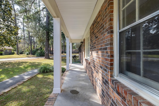 view of patio featuring a porch