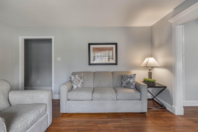 living room featuring dark hardwood / wood-style flooring