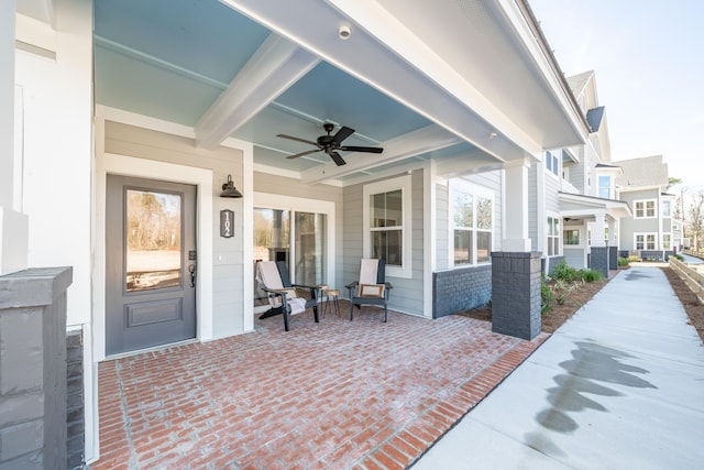 view of patio with ceiling fan