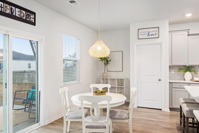 dining area featuring light hardwood / wood-style floors