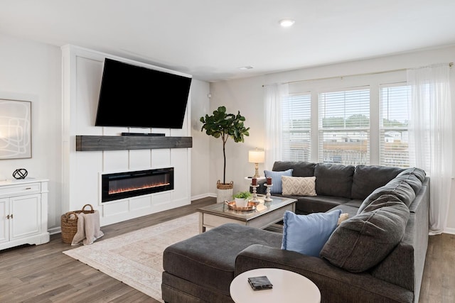 living room with light hardwood / wood-style floors