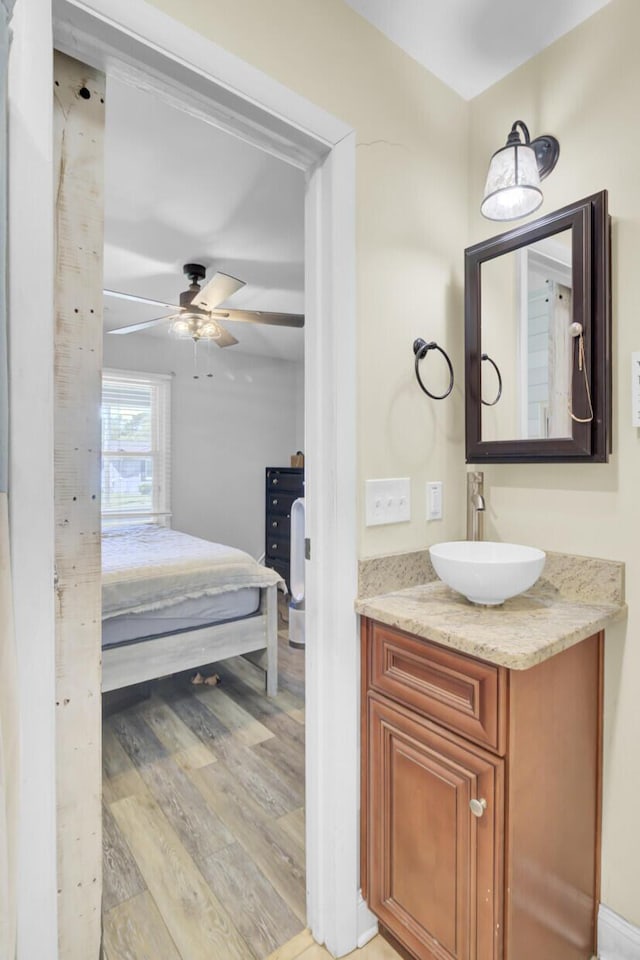 1861 Jaywood Cir, Charleston, SC 29407 - bathroom with wood finished floors, vanity, ceiling fan, and ensuite bathroom