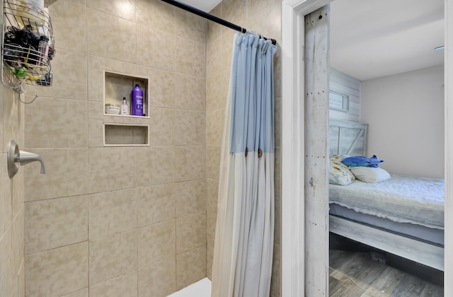 1861 Jaywood Cir, Charleston, SC 29407 - full bath with a tile shower, wood finished floors, and connected bathroom