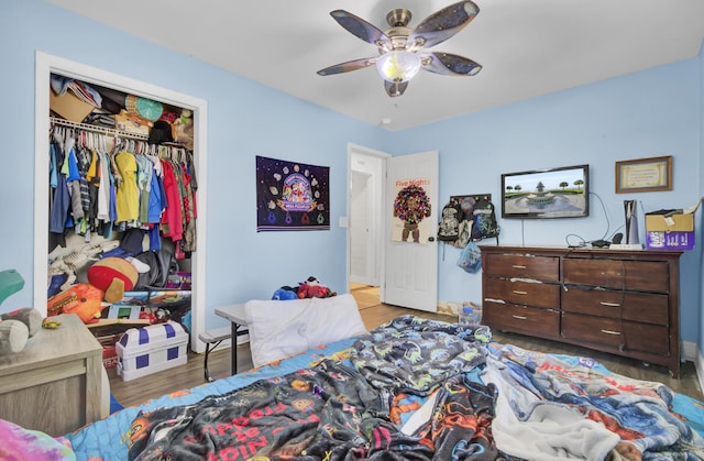 1861 Jaywood Cir, Charleston, SC 29407 - bedroom featuring wood finished floors, a closet, and a ceiling fan