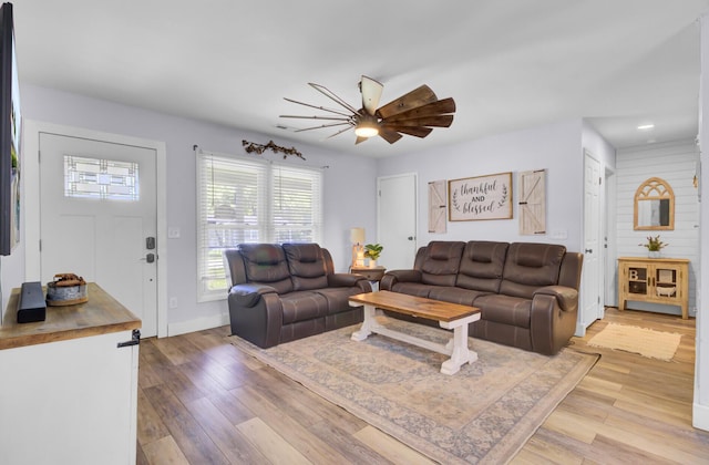 1861 Jaywood Cir, Charleston, SC 29407 - living area featuring ceiling fan, baseboards, light wood finished floors, and recessed lighting