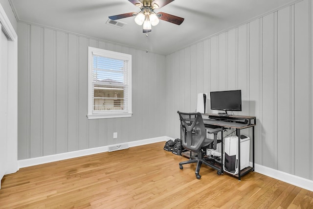1909 Swift Ave, Charleston, SC 29407 - office with light wood-style floors, ceiling fan, and crown molding