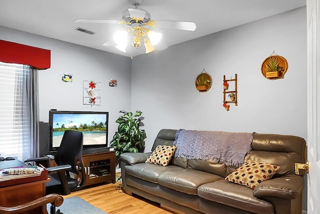 8692 Bentwood Dr, North Charleston, SC 29406 - office space with ceiling fan and wood finished floors
