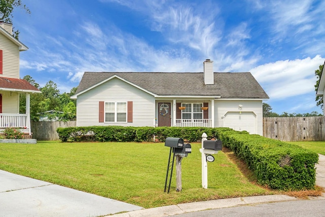 8692 Bentwood Dr, North Charleston, SC 29406 - traditional-style home with a porch, a garage, a chimney, and roof with shingles