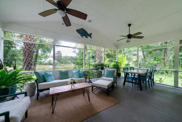 375 Seewee Cir, Mount Pleasant, SC 29464 - sunroom / solarium with ceiling fan, outdoor lounge area, and vaulted ceiling