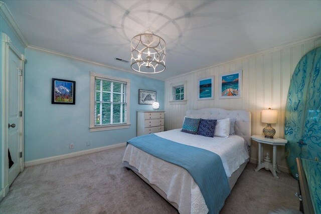375 Seewee Cir, Mount Pleasant, SC 29464 - bedroom with ornamental molding, carpet floors, a chandelier, and baseboards