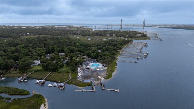 375 Seewee Cir, Mount Pleasant, SC 29464 - aerial overview of property's location featuring a nearby body of water and a notable bridge