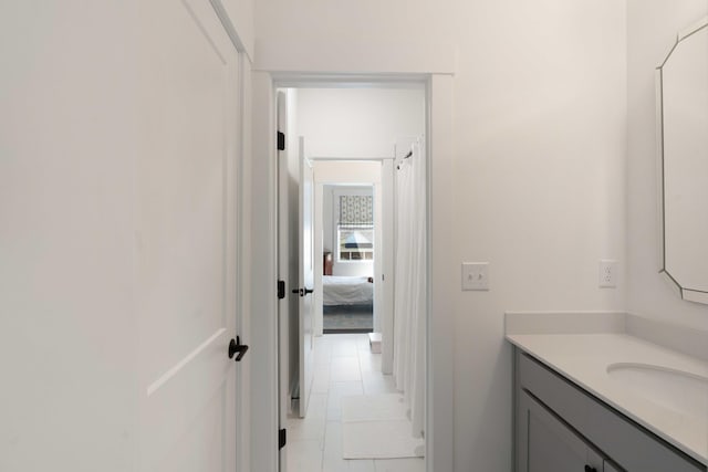 bathroom featuring vanity and tile patterned floors