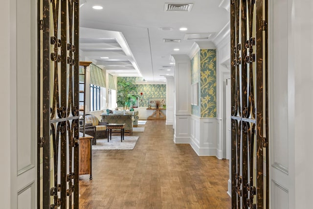 foyer with hardwood / wood-style flooring