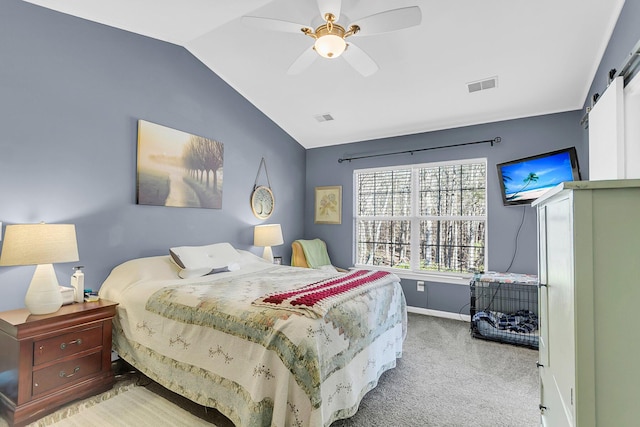 544 Beverly Dr, Summerville, SC 29485 - bedroom featuring carpet, visible vents, baseboards, and vaulted ceiling