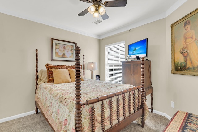 544 Beverly Dr, Summerville, SC 29485 - carpeted bedroom with crown molding, baseboards, and ceiling fan