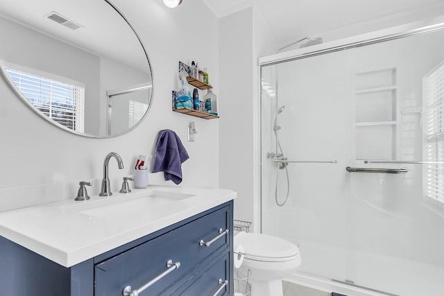 544 Beverly Dr, Summerville, SC 29485 - full bath featuring a shower stall, vanity, visible vents, and toilet