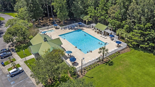 544 Beverly Dr, Summerville, SC 29485 - pool with a patio, a yard, and fence