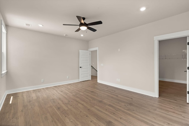 1577 Periwinkle Dr, Mount Pleasant, SC 29466 - empty room featuring wood finished floors, a ceiling fan, baseboards, and recessed lighting
