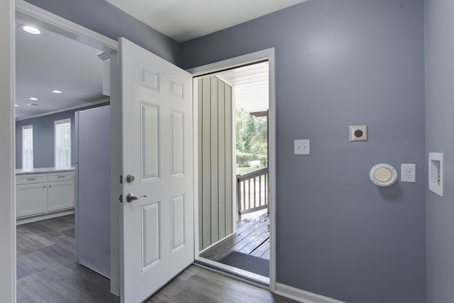 227 Grace St, Walterboro, SC 29488 - foyer entrance featuring dark wood-type flooring and recessed lighting
