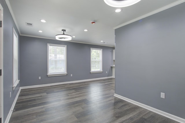 227 Grace St, Walterboro, SC 29488 - unfurnished room featuring crown molding, recessed lighting, and dark wood-style flooring