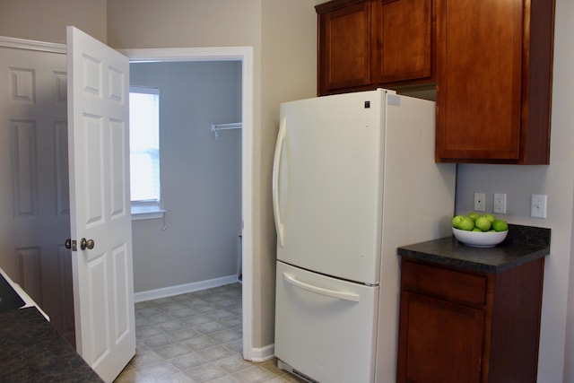 kitchen with white fridge