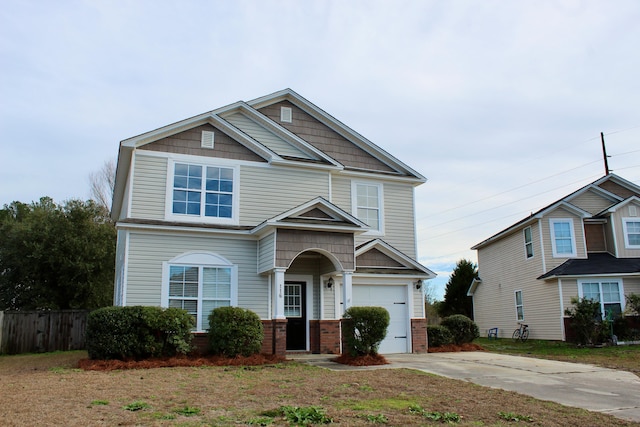 craftsman inspired home featuring a garage