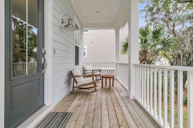 wooden deck with covered porch