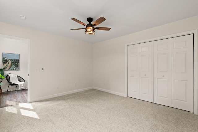 5950 Kelseys Mill Rd, Ravenel, SC 29470 - unfurnished bedroom featuring a closet, carpet, baseboards, and ceiling fan