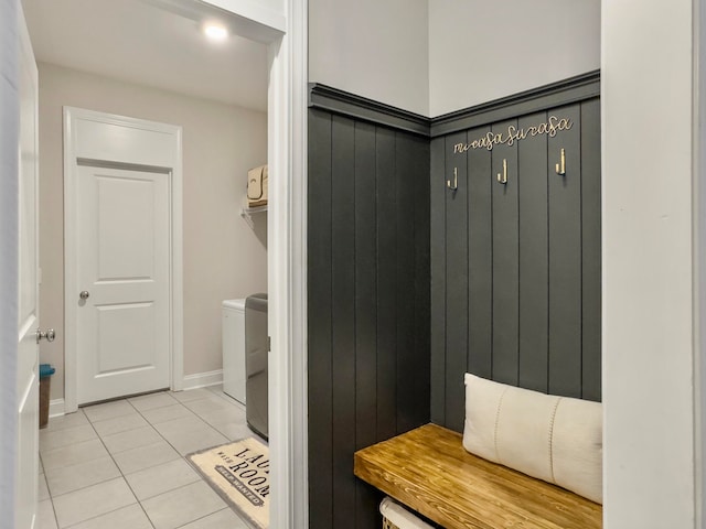 mudroom featuring light tile patterned floors