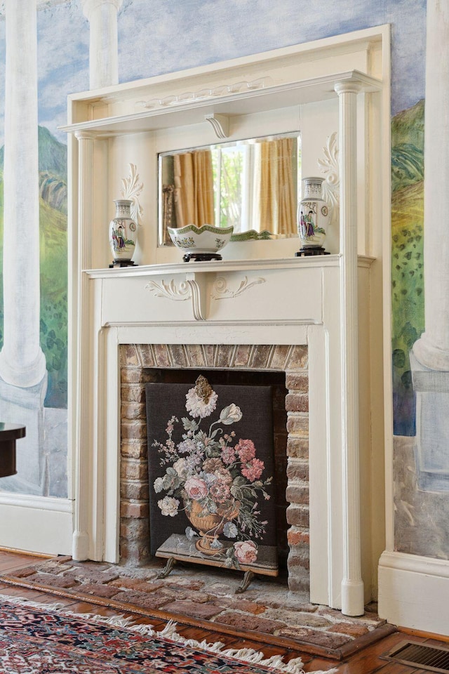 room details with a fireplace